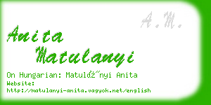 anita matulanyi business card